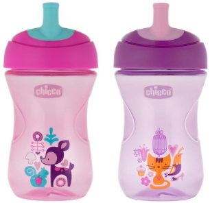 Chicco Kubek niekapek z ustnikiem w kształcie słomki Girl 266 ml : Kolor - Różowy