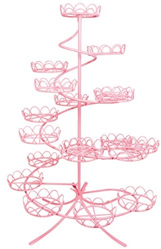 PME Różowy Coated wire Cupcake Cake Stand wyświetlacz birhtday impreza Decoration holds 19 CS1006
