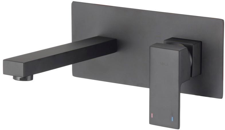 Yoka Bateria umywalkowa łazienkowa ścienna kran kwadrat czarna - Yoka BU.TOSCANA-BLK