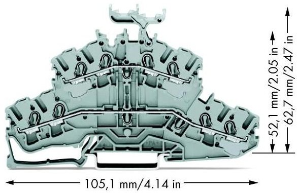 WAGO Terminal przepustowy podwójny WAGO 5.20 mm Sprężynowe Alokacja L L szary 2002-2431 50 szt 2002-2431