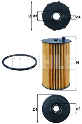 Mahle FILTR OLEJU KNECHT OX 205/2 D ECO CITROEN C5 2.7V6 HDI 05-/PEUGEOT 407 2.7V6 HDI 05 OX 205/2D