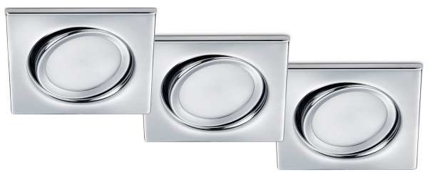 Trio Wpuszczane LAMPY sufitowe RILA 650210306 zestaw 3 podtynkowych OPRAW kwadratowych LED 15W do zabudowy chrom 650210306