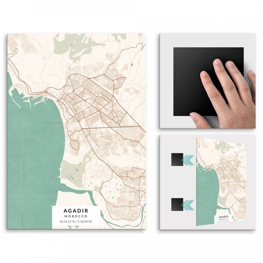 Pix4home Plakat metalowy Mapa Vintage Agadir M POS-M-03815