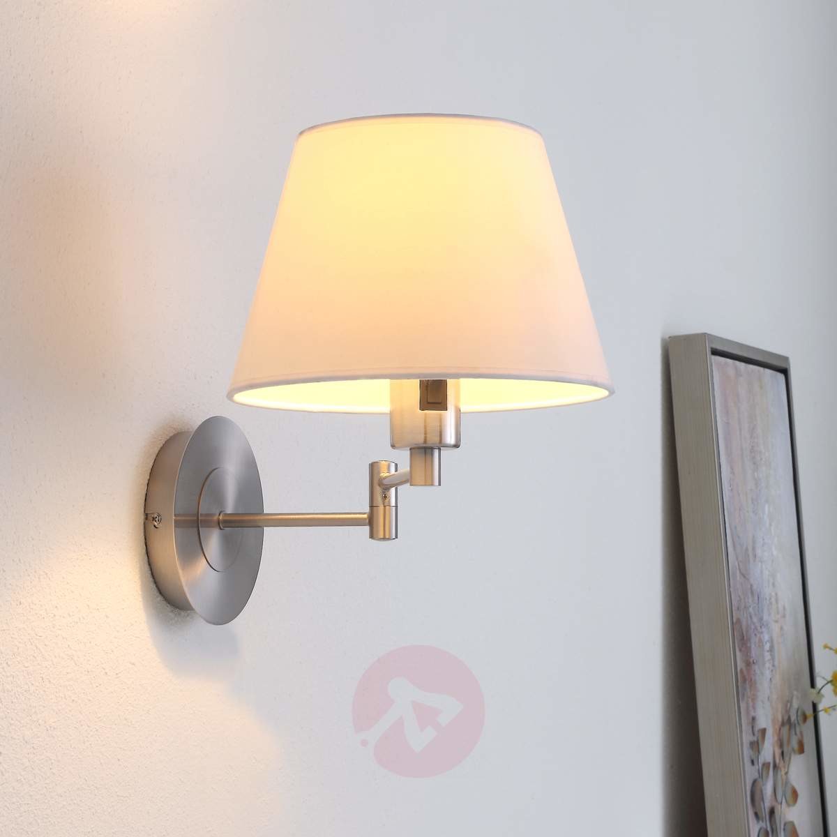 Lampenwelt Materiałowa lampa ścienna POLA z wysięgnikiem