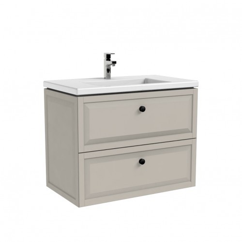 Oristo Szafka wisząca podumywalkowa MONTEBIANCO 80cm PIASKOWY MAT OR47-SD2S-80-10 z umywalką Bold 80 cm UME-BD-80-91