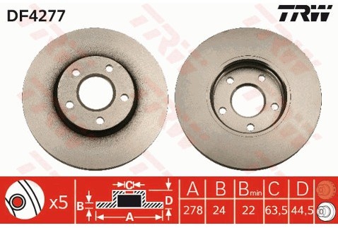 TRW Tarcza hamulcowa DF4277