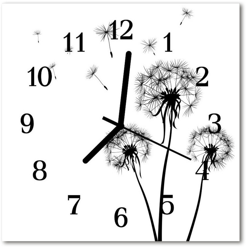 tulup pl Zegar szklany kwadratowy Dmuchawiec 30x30cm