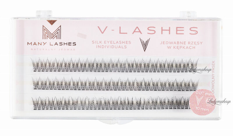 Many Beauty Many Beauty - Many Lashes - V-LASHES - Silk Eyelashes Individual - Jedwabne rzęsy w kępkach - Fish Tale - 0.07 STANDARD - CC-10mm