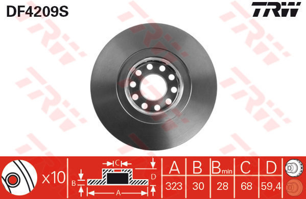 TRW Tarcza hamulcowa DF4209S