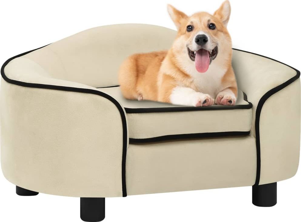 Vidaxl Sofa dla psa kremowa 67x47x36 cm pluszowa 171090 171090 171090
