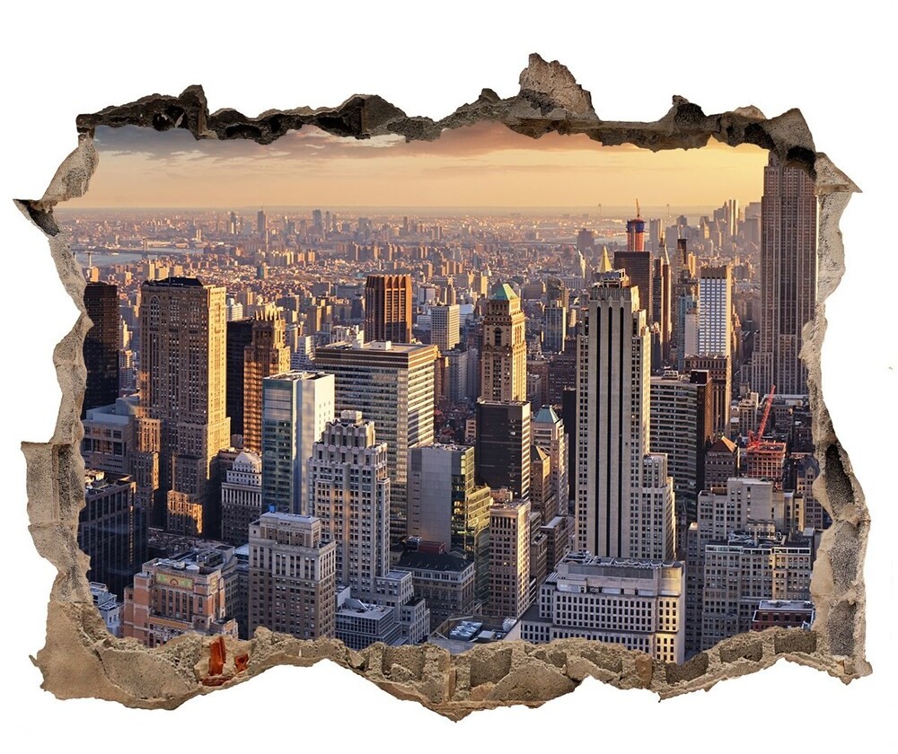 Wallmuralia.pl Fototapeta dziura na ścianę 3d Nowy Jork lot ptaka
