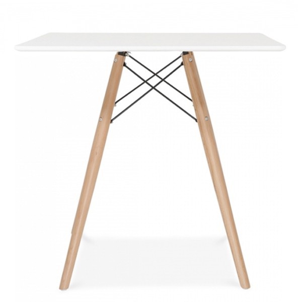 King Home Stół DSW SQUARE 80x80 biały MDF podstawa bukowa 130-CWD-80.W
