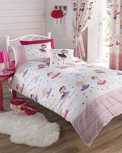KIDS CLUB Zestaw pościeli, Poszewka na kołdrę i poszewka na poduszkę dla dzieci, łóżko pojedyncze, motyw baletnica, Pink 12395260