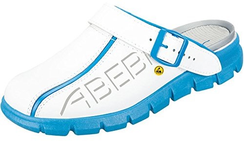 Abeba ABEBA 37312 ESD buty robocze Dynamic Clogs biało-niebieskie z oznaczeniem ESD w rozmiarze 40