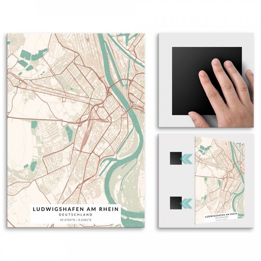 Pix4home Plakat metalowy Mapa Vintage Ludwigshafen am Rhein M POS-M-03189