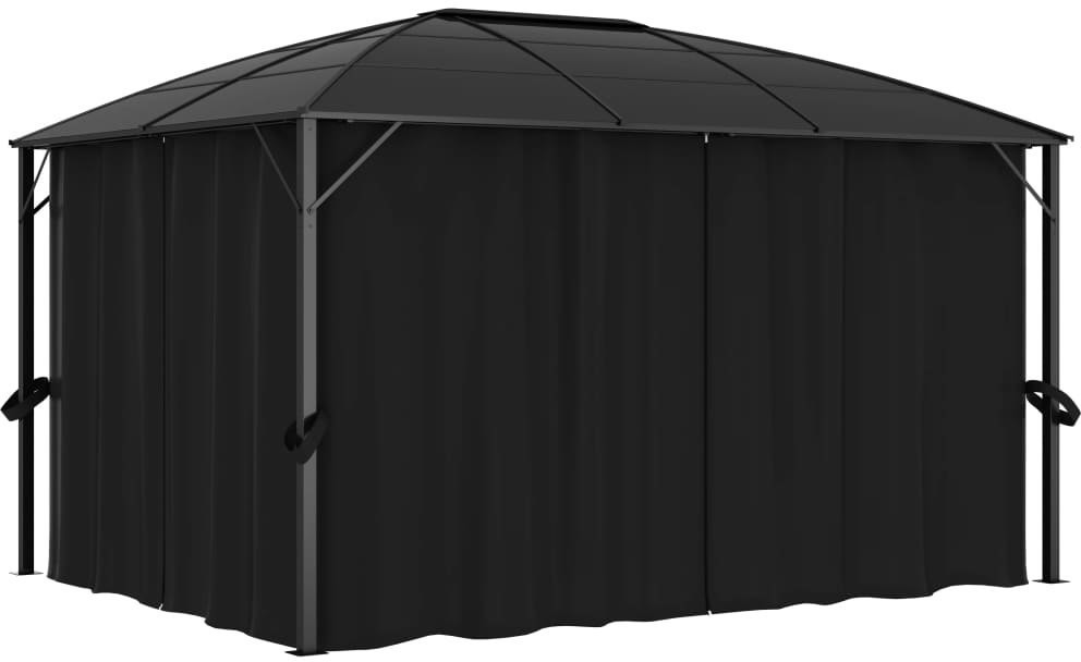 vidaXL Altana ogrodowa z zasłonami, 400x300x265 cm, antracytowa 48601