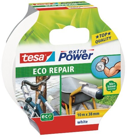 TESA Samoprzylepna Taśma Naprawcza Eco, Uniwersalna Taśma Klejąca, 10 m x 38 mm, Biała 56431-00001-00