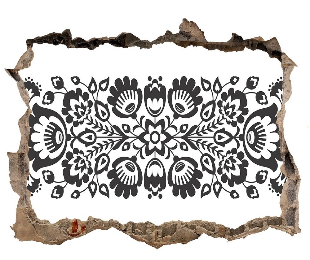 Wallmuralia.pl Dziura 3d fototapeta naklejka Ludowe kwiaty