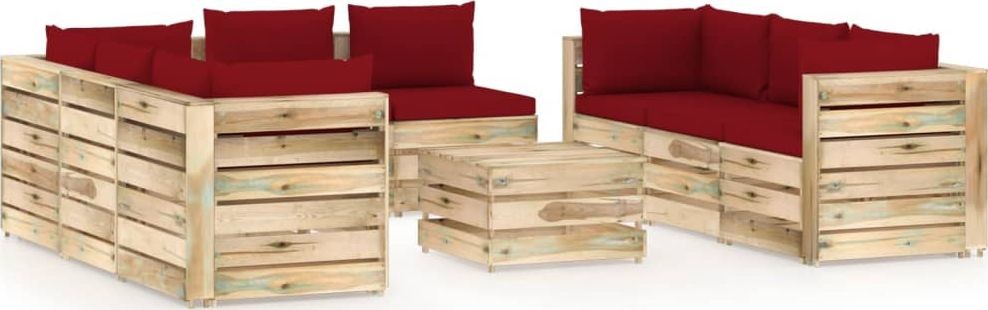 vidaXL 9-cz zestaw wypoczynkowy do ogrodu z poduszkami drewniany 3074744