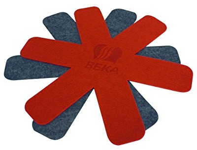 Beka BEKA 12003960 zestaw ochraniaczy przez 2 naczynia do gotowania z filcu, średnica 32 cm, czerwony/szary 12003960