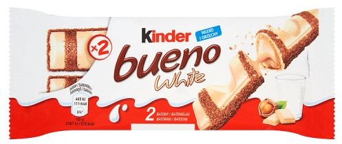 Ferrero Wafel Kinder Bueno White pokryty białą czekoladą wypełniony nadzieniem 39 g (2 batony)