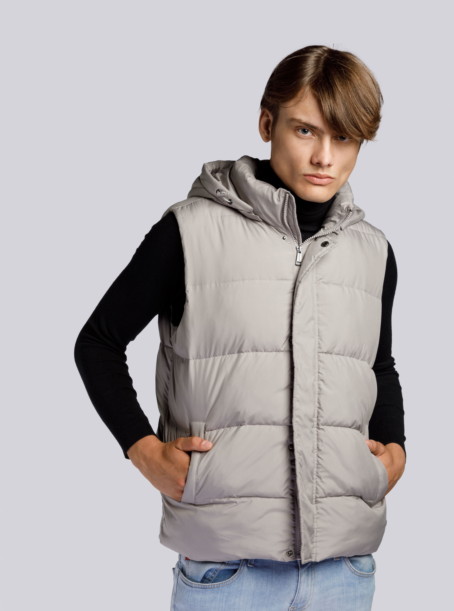 Wittchen Męska kamizelka pikowana z odpinanym kapturem 93-9D-450-8