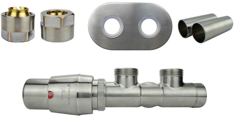 Varioterm Zawór termostatyczny TWINS All in One z rozetą owalną - nikiel szlifowany midziana - Cu 15 mm lewa ATSGS0208CFK/L(Cu)