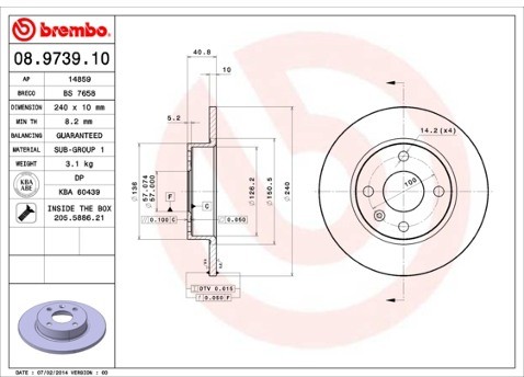 BREMBO Tarcza hamulcowa 08.9739.10