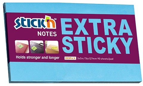 STICK'N Notes samoprzylepny STICK'N EXTRA STICKY 76x127 neon niebieski