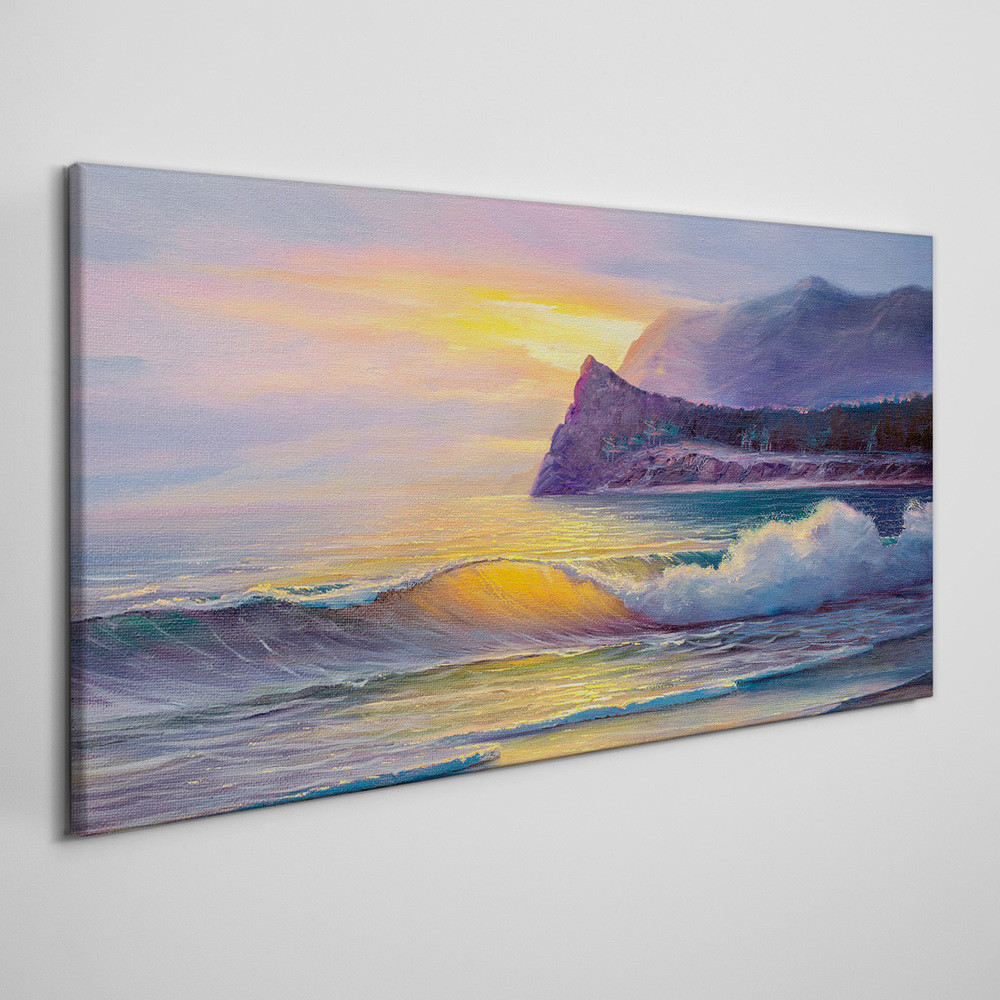PL Coloray Obraz na Płótnie wybrzeże zachód słońca 140x70cm