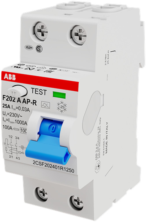 ABB Wyłącznik różnicowoprądowy 2P 25A typ A F202 A-25/0,03 AP-R 2CSF202401R1250