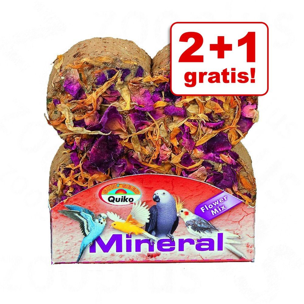 Zooplus 2 + 1 gratis! Kostka minerałowa z kwiatami dla ptaków Quiko 3 szt 3 sztuki