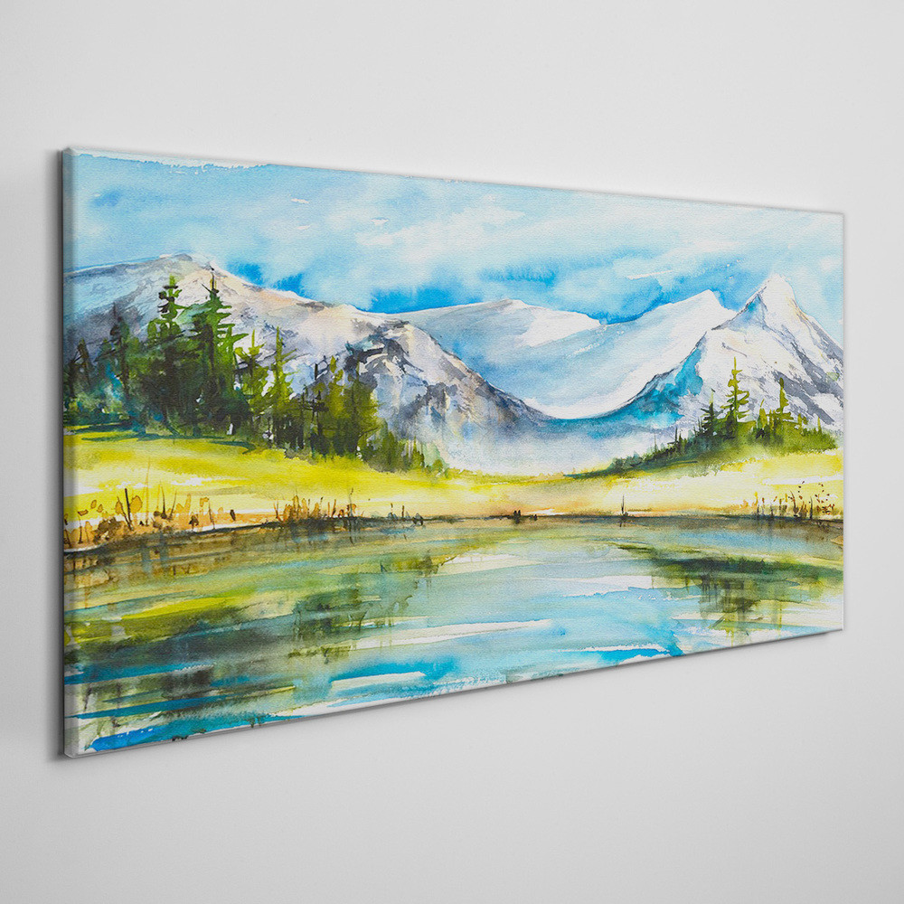 PL Coloray Obraz na Płótnie jezioro góry las krajobraz 100x50cm