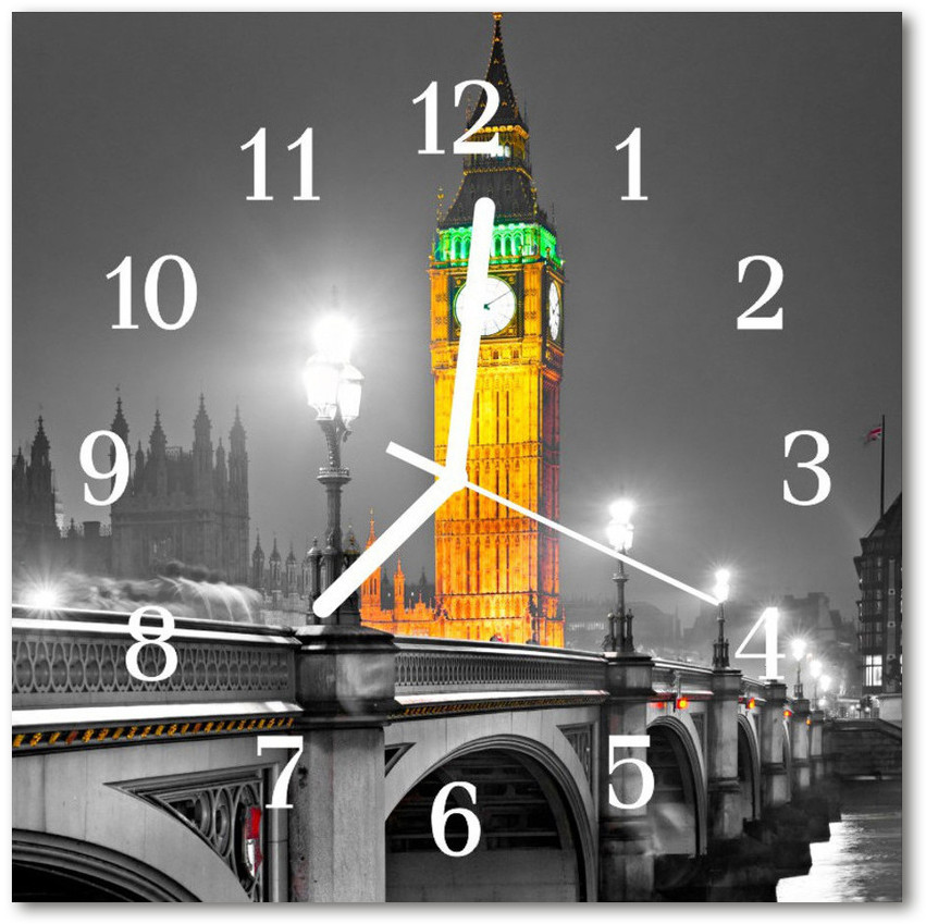 tulup pl Zegar szklany kwadratowy Big ben 30x30cm
