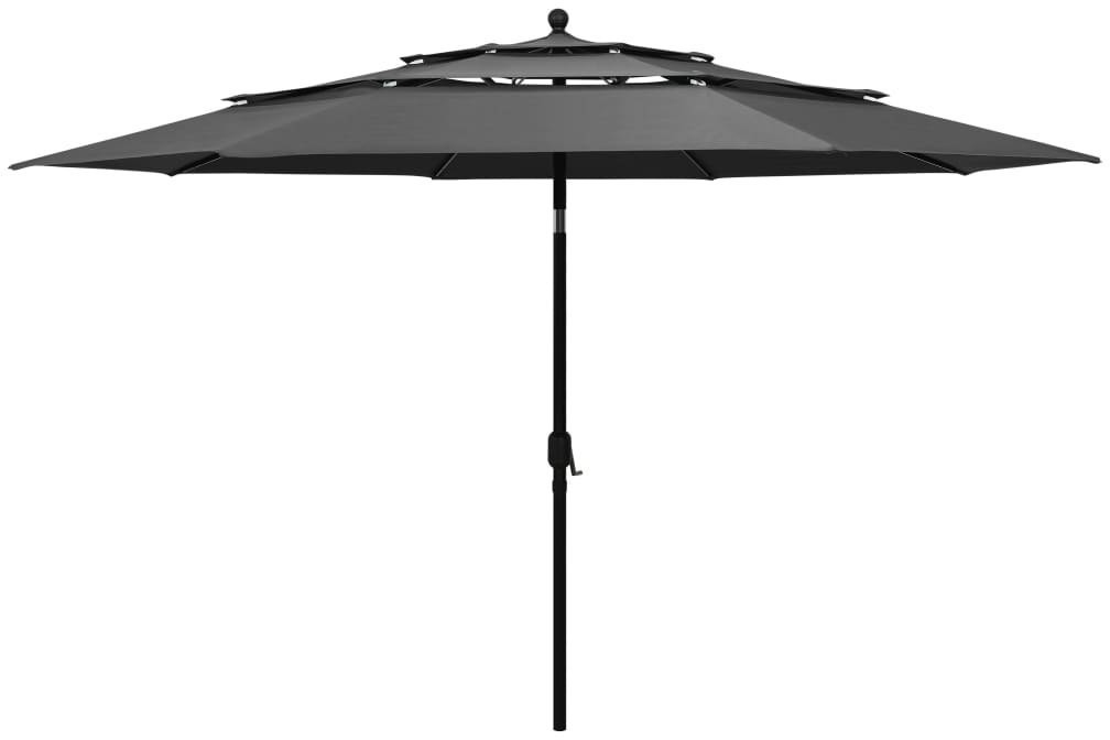 vidaXL 3-poziomowy parasol na aluminiowym słupku, antracytowy, 3,5 m 313878