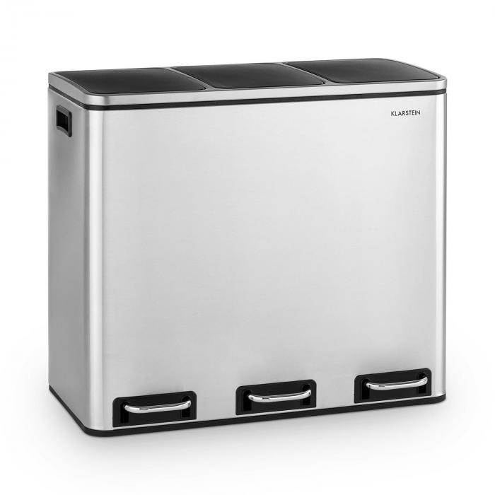 FENIKS Klarstein Klarstein Grandmaster Trash, otwierany pedałem, 54 l / 3 x 18 l, bezgłośny, polipropylen, stal szlachetna KG11-Trashbin 54L SS