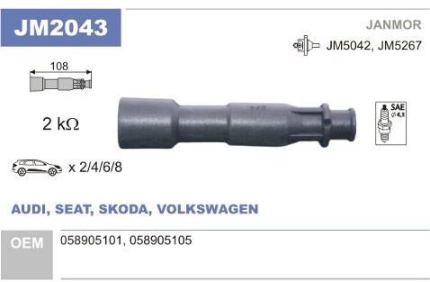 JANMOR Wtyczka, cewka zapłonowa JM2043