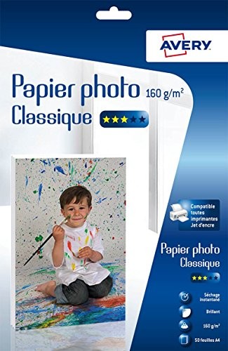 Avery błyszczący papier fotograficzny A4, 50 arkuszy, przeznaczony do drukarek atramentowych, klasyczny, 160 G/M C9431-50