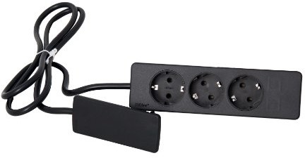 Schulte Evoline Plug 151000156100 listwa zasilająca z gniazdkami z uziemieniem, czarna