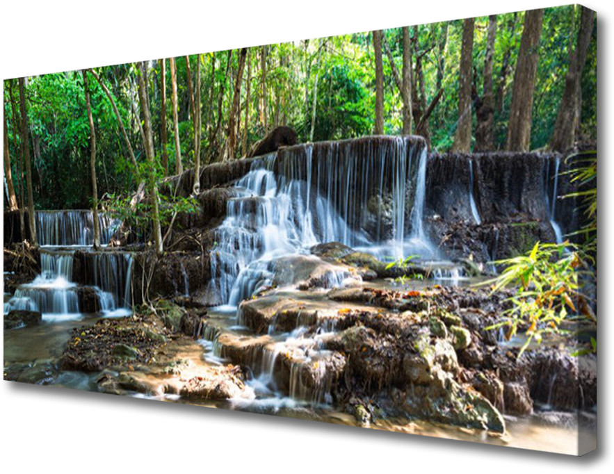 PL Tulup Obraz Canvas Wodospad Las Przyroda 125x50cm