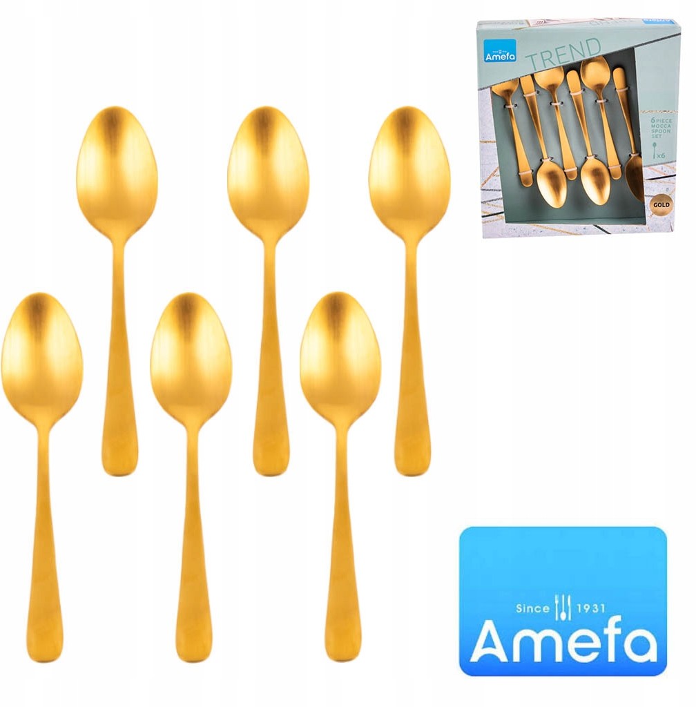 Amefa Łyżeczki deserowe 1410 6 sztuk komplet złoto