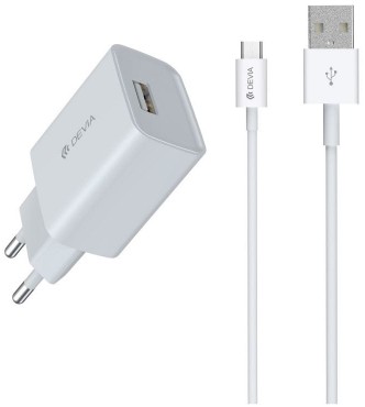 DEVIA Devia ładowarka sieciowa Smart 1x USB 2,1A biała + kabel microUSB 8_2278669