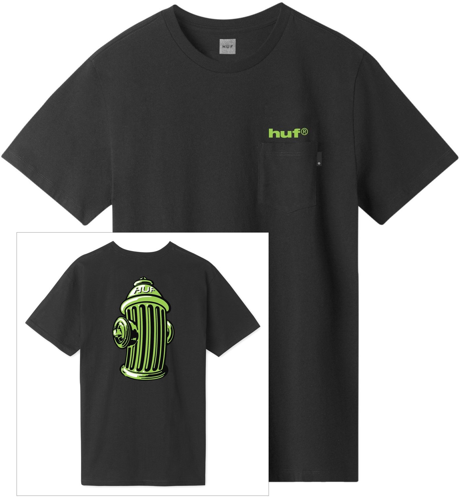 HUF t-shirt HUF HYDRANT POCKET TEE Black
