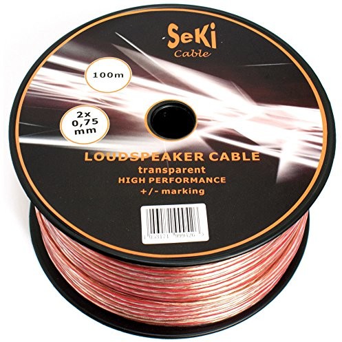 Seki Przewód głośnikowy 100 m  2 X 0,75 mm  100% CCA MIEDŹ; przewód audio  przezroczysty 311654