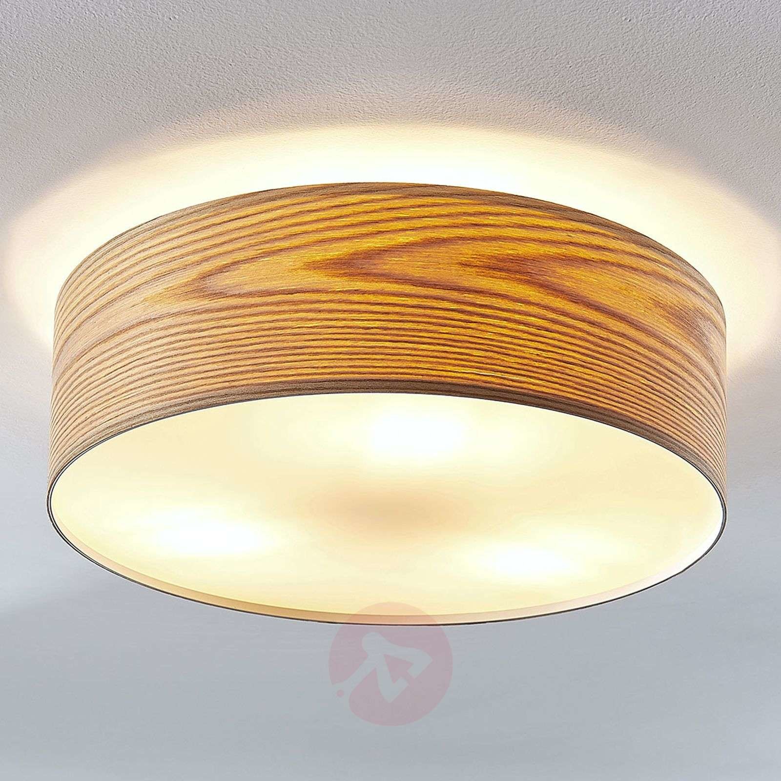 Lampenwelt com Drewniana, okrągła lampa sufitowa Dominic
