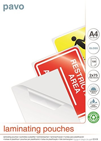 Unbekannt PAVO Premium foliami do laminowania, DIN A4, 2 X 75 mikronów, 100-ER Pack 8004270