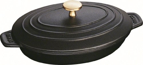 Staub Naczynie żaroodporne i kurz, owalny (23 x 17 cm, 1 L czarne z matowe emaliowaniu w środku naczynie do zapiekania) czarna 1332325