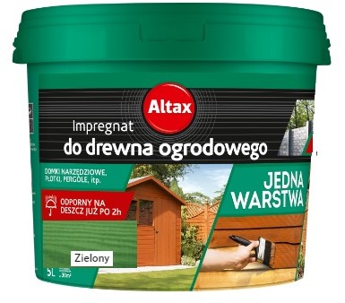 Фото - Лаки й лазурі Altax Impregnat do drewna ogrodowego jedna warstwa 5 l zielony 