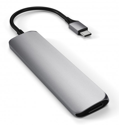 SATECHI SATECHI SLIM V2 HUB USB-C HDMI 4K USB SD MICRO SD Space Gray | MacBook ST-SCMA2M Slim Aluminum Type-C Multi-Port Adapter