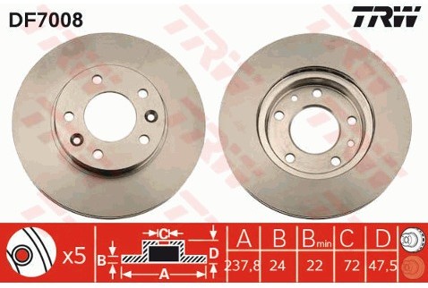 TRW Tarcza hamulcowa DF7008